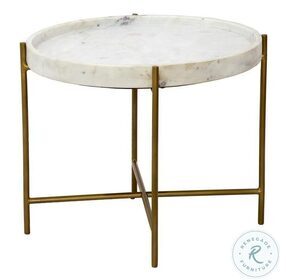 Diane Katelyn White And Gold Marble Accent Table