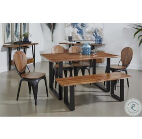 Quinn Brownstone Nut Brown Dining Room Set with Adler Honey Brown Accent Chair