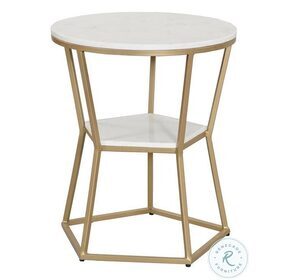 Mina Marigold White And Gold Marble Accent Table