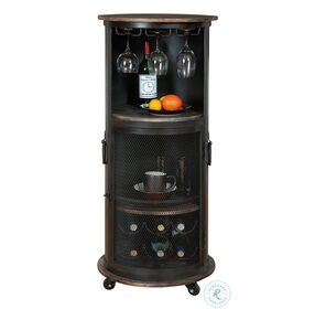 Half Pint Aged Iron Black Wine And Bar Cabinet