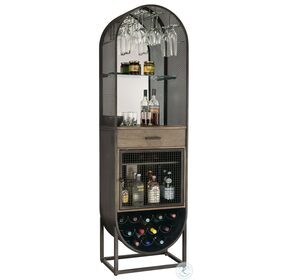 Firewater Weathered Gray And Aged Iron Wine And Bar Cabinet