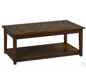 Baroque Brown Mosaic Tile Inlay Cocktail Table