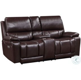 Cicero Brown Power Reclining Console Loveseat Power Headrest And Footrest