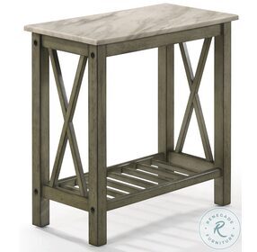 Eden Gray And Marble Top Chairside Table