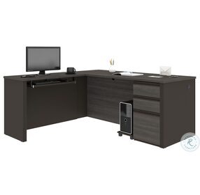 Prestige Bark Grey And Slate 71" L Shaped Desk With Pedestal