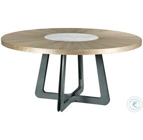 AD Modern Synergy Ambrosia Maple And Rolled Steel Concentric Round Dining Table