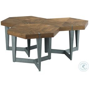 AD Modern Synergy Walnut And Rolled Steel Echo Bunching Cocktail Table