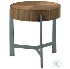 AD Modern Synergy Walnut And Rolled Steel Framing Lamp Table
