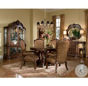 Windsor Court Vintage Fruitwood Extendable Round Dining Room Set