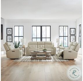 Carrington Baja Stone Leather Power Reclining Living Room Set