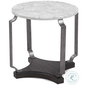 Ellison Brushed Pewter And White Marble Top End Table