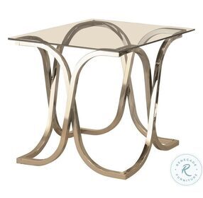 Tess Nickel And Clear Curved End Table