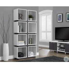 White/gray Hollow-Core 71" Bookcase