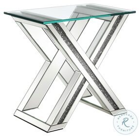 Bonnie Silver Rectangle Glass Top End Table