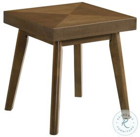 Westerly Walnut Diamond Parquet Wood Square End Table