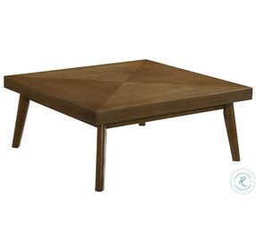 Westerly Walnut Diamond Parquet Wood Square Cocktail Table