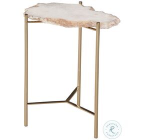 Cora Champagne Gold And Natural Marble Top Accent Table