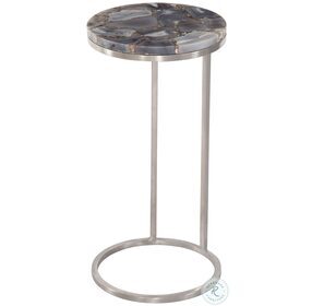 McCoy Gray Agate And Brushed Nickel Round Accent Table
