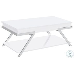 Marcia White High Gloss And Chrome Lift Top Coffee Table
