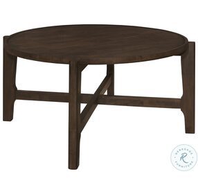 Cota Dark Brown Solid Wood Round Cocktail Table