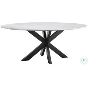 Barton Matte Black And White Marble Top Dining Table
