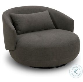Haley Charcoal Upholstered Swivel Cuddler Chair