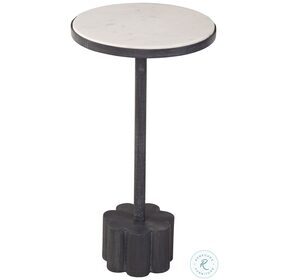 Sprout Brushed Black And White Marble Top Round Accent Table