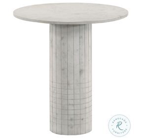 Astoria White Round Genuine Marble End Table