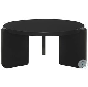 Cordova Black Solid Wood Round Cocktail Table