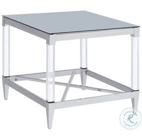 Lindley Acrylic And Tempered Mirror Top Chrome Square End Table