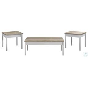 Stacie Antique Pine And White 3 Piece Coffee Table Set