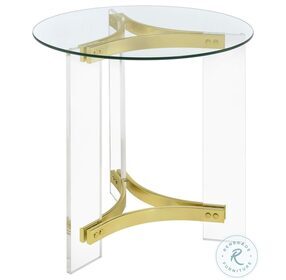 Janessa Clear And Matte Brass End Table