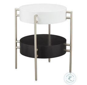 Kelsie Delilah Black And White 2 Tier Accent Table