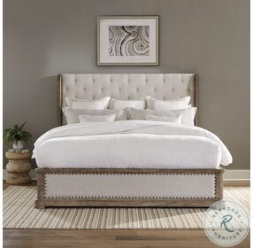 Town And Country Dusty Taupe Upholstered Queen Shelter Bed