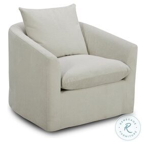 Saxton Ivory Upholstered Swivel Accent Chair