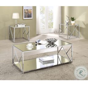 Provins Clear Mirror And Chrome 3 Piece Occasional Table Set