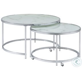 Lynn White And Chrome 2 Piece Round Nesting Table