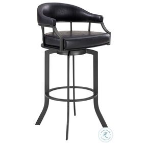 Pharaoh Black Faux Leather And Mineral 26" Swivel Counter Height Stool