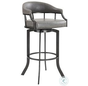 Pharaoh Grey Faux Leather And Mineral 26" Swivel Counter Height Stool