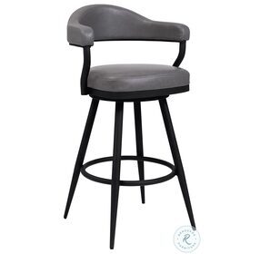 Amador Vintage Gray Faux Leather And Black Powder Coated 26" Counter Height Stool