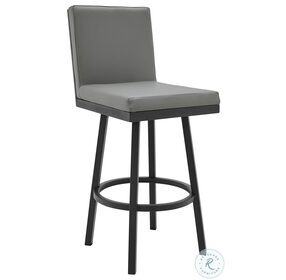 Rochester Gray Faux Leather And Black Swivel Bar Stool