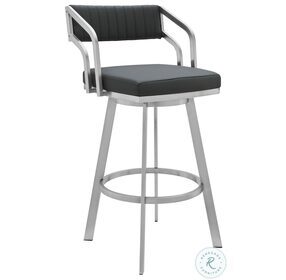 Scranton Slate Gray Faux Leather And Brushed Stainless Steel Swivel Counter Height Stool