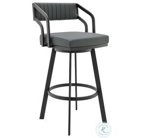 Scranton Slate Gray Faux Leather And Black Swivel Counter Height Stool