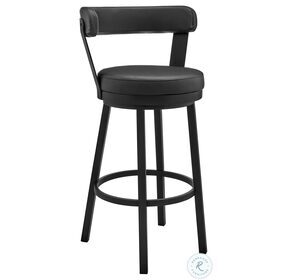 Kobe Black Faux Leather Swivel 26" Counter Height Stool
