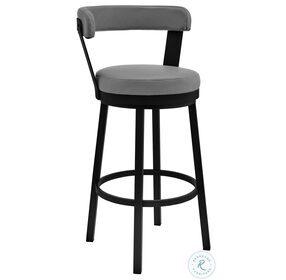 Kobe Gray Faux Leather And Black Swivel 26" Counter Height Stool