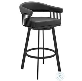 Bronson Black Faux Leather Swivel 26" Counter Height Stool