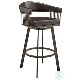 Bronson Chocolate Faux Leather And Java Brown Swivel 30" Bar Stool