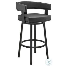 Cohen Black Faux Leather Swivel 26" Counter Height Stool