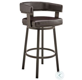 Cohen Chocolate Faux Leather And Java Brown Swivel 26" Counter Height Stool
