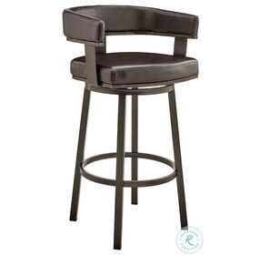 Cohen Chocolate Faux Leather And Java Brown Swivel 30" Bar Stool